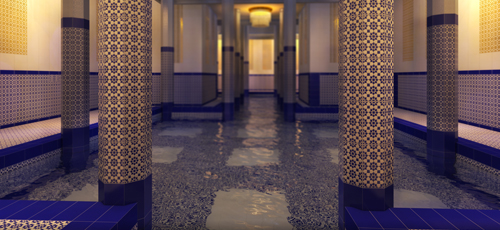 Infografias fotorealisticas del interior de un baño turco